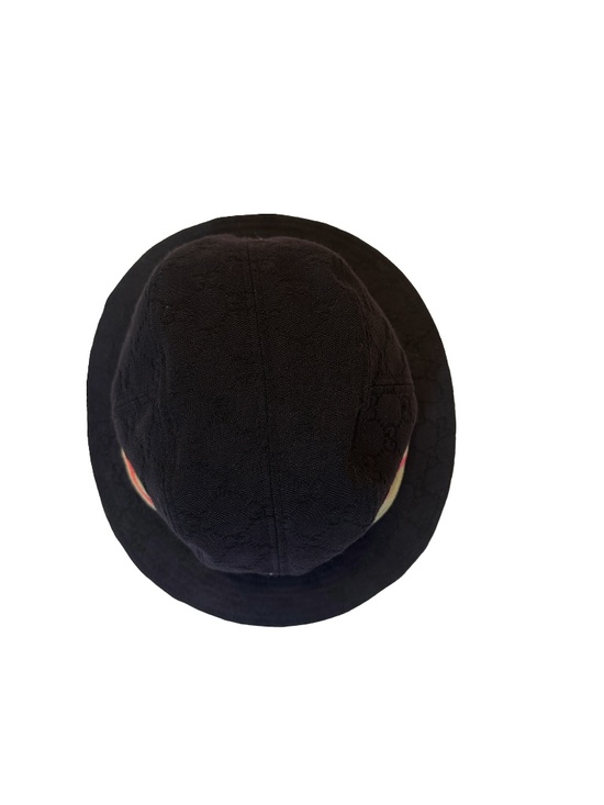 Vintage Gucci GG Monogram Bucket Hat Black Web Stripe Hardware Made in Italy main image 2
